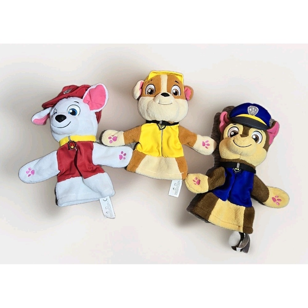 Lot Of 3‎ Paw Patrol Hand Puppets GUND Plush Rubble Chase Marshall Story Play